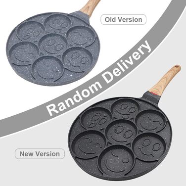 Пательня для млинців Smiley 7 отворів 26 см, антипригарна, для газової плити, чорна