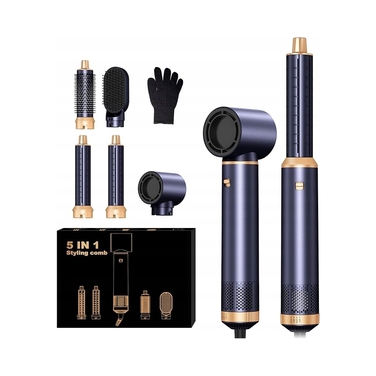 Фен для волосся 5 в 1 синій, 1000 Вт, з іонізацією та режимом холодного обдуву