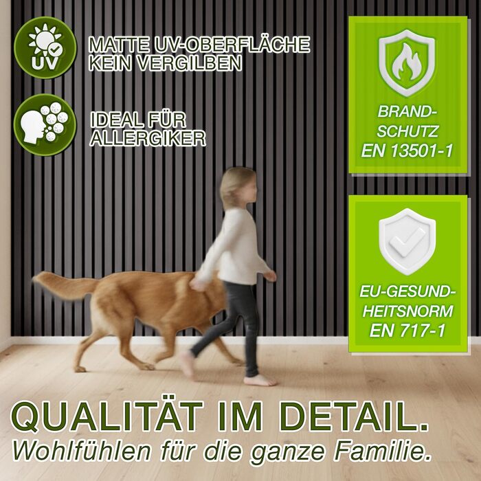 Акустичні панелі TRESKO з дерева 120×60x2,1 см, 2 шт. — 3D стінові ламелі для шумоізоляції, колір Дуб Антрацит, з набором для монтажу та 4 вішаками