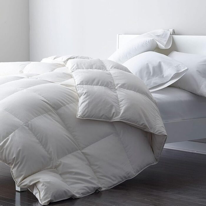 DWR Down Comforter 220x240cm, medium all-season duvet 100% organic cotton, transitional duvet 220x240cm, down and feather comforter, Oeko-TEX certified, White King / 220 x 240 cm White / All-season duvet