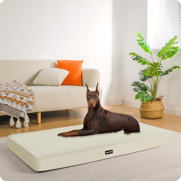 Ортопедичне ліжко для собак HMTOPE, 91 см, товщина 9 см. Зручне, знімне, водонепроникне, з антиковзким покриттям. Підходить для собак середніх порід.
