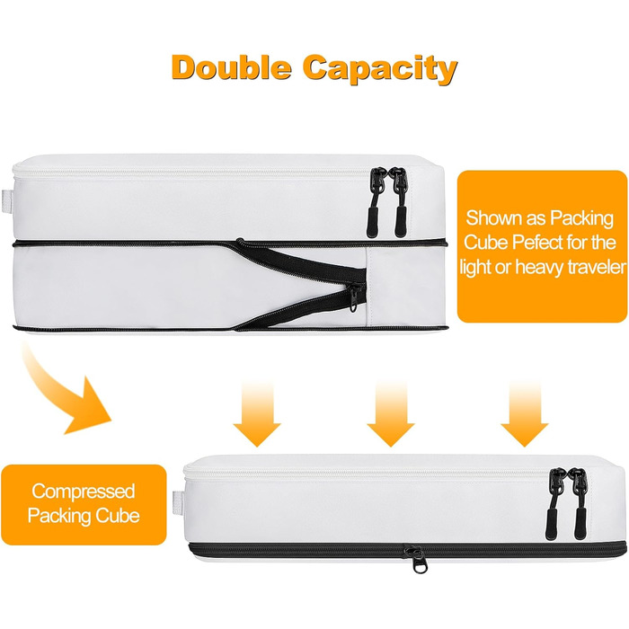 Органайзер для валізи 8 шт. Набір упакувальних сумок для подорожей, косметичка (білий)