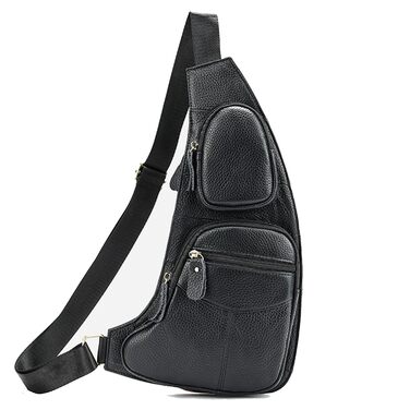 Чорна сумка через плече Sport Nylon для чоловіків та жінок: кросбоді, фанша, нагрудна, для подорожей, школи, бізнесу, ноутбука, велосипеда, туризму, кемпінгу, рюкзак-день, чорна (#02schwarz)