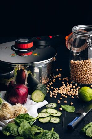 Швидкоготуючий скоровар Monix Selecta 9 л з системою вибору продуктів і автоматичним замком, нержавіюча сталь 18/12, сірий, 24 см