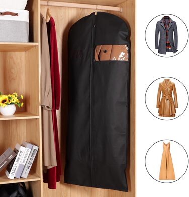 Чохли для одягу KEEGH, 10 шт. - захисні мішки для зберігання одягу, костюмів, пальто, сорочок, 60x152 см, чорний, фліс