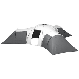 Намет Outsunny Tunnelzelt Campingzelt для 6-9 осіб з 3 спальнями, вітальнею та верандою, водовідштовхування 2000 мм, сірий