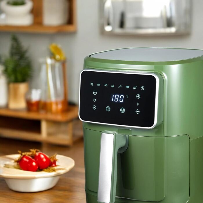 Фритюрниця без оливи Bergner MIDNIGHT з керамічним покриттям, 1800W, 6.9L, 8 програм, 80-200°C, таймер до 30 хв