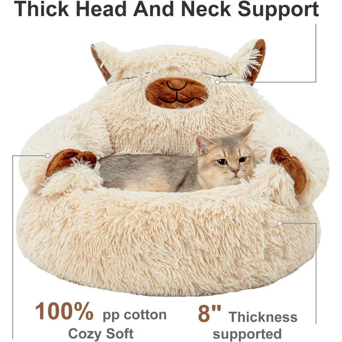 Jiupety Dog Bed, Fluffy Camel Shape, Donut Dog Bed for Small Dogs, Orthopedic Dog Bed Size L (69 x 69 x 36 cm), Washable Dog Bed, Indoor Dog House, Camel (L 51 cm x W 51 cm x H 33 cm)