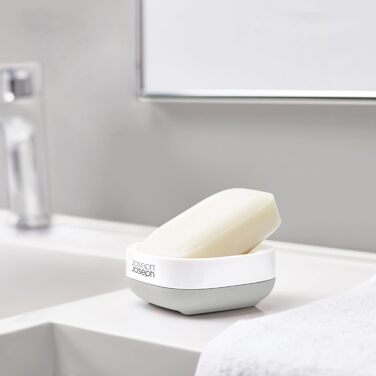 Мильниця Joseph Joseph Bathroom Slim – компактна з антиковзною основою, білий/сірий колір