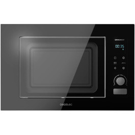 Мікрохвильова піч Cecotec GrandHeat 2000 вбудована, чорна. 1200 Вт, 21 л, гриль, 8 функцій, сенсорний дисплей, таймер