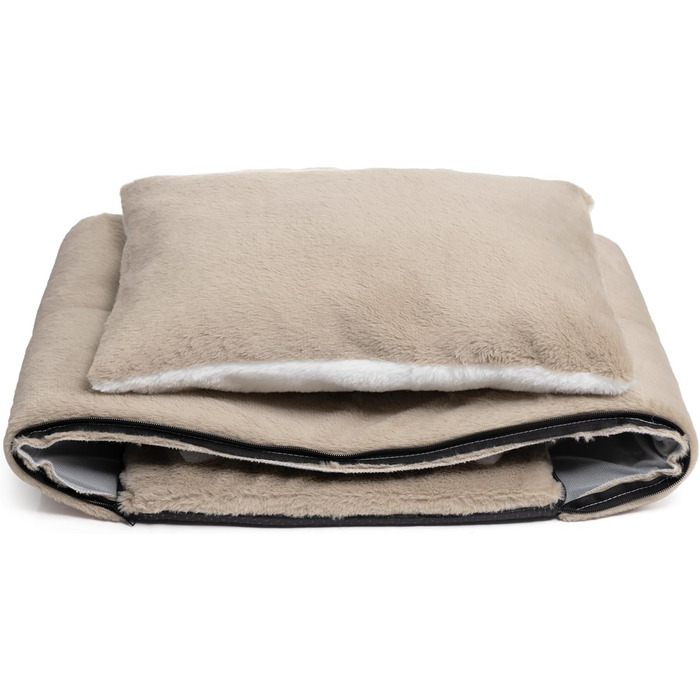 Hollypet Cat Bed, Small Dog Bed, 2-in-1 Foldable Plush Pet Bed for Cats & Small Dogs, Cozy and Soft Pet Cave Bed for Indoor Outdoor, Light Brown