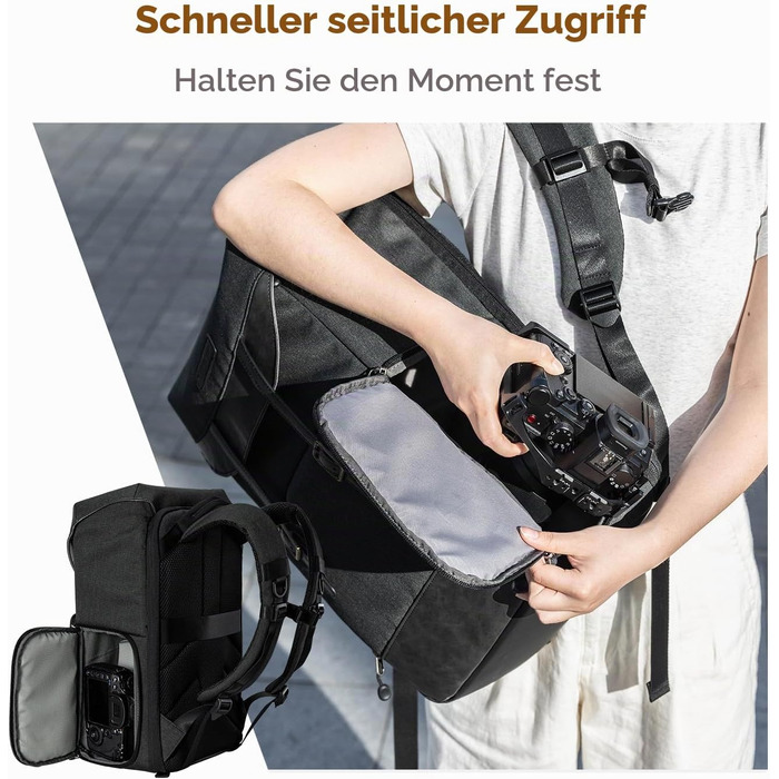 Водонепроникний фоторюкзак K&F Concept Rolltop 20Л для дзеркальних камер Canon, Nikon, Sony та ноутбука 15.6