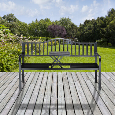 Relaxdays Garden Bench with Folding Table