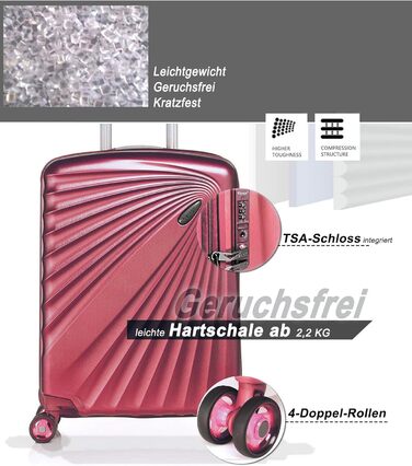 ABISTAB VERAGE Kinetic 4-Double-Wheel Trolley Large, Weighs -76cm, 106-127 Expandable, TSA Lock, ABS/PC Hard Shell Suitcase, Travel Suitcase, Burgundy (Metallic Burgundy, SM)