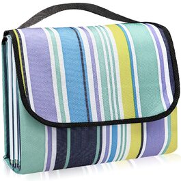 Плед для пікніка LIVEHITOP водонепроникний XXL 150x200 см, синій в смужку – для пляжу, кемпінгу, парку, барбекю