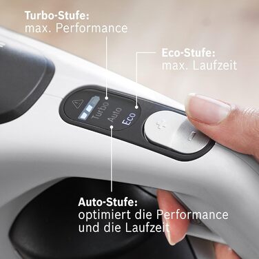 Bosch Unlimited Gen2 Series 8 Cordless Vacuum Cleaner BKS8214W, bagless, up to 45 minutes runtime, interchangeable battery, LED lighting, automatic adjustment to all floor types, XXL upholstery nozzle, white