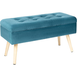 Стільниця з місцем для зберігання Hawthyhome 80×35×43 см, оксамитова скриня-лавка з дерев'яними ніжками для передпокою, вітальні, спальні, зелений смарагдовий