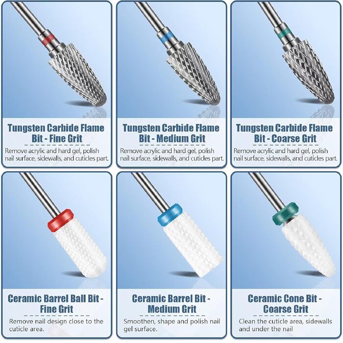 Набір свердел для нігтів Depvko 13 шт. (вольфрам карбід, кераміка, діамант)
