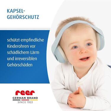 Навушники для захисту слуху Reer SilentGuard для немовлят, блакитні. Безпечні, м'які, легкі, з можливістю регулювання під ріст дитини.