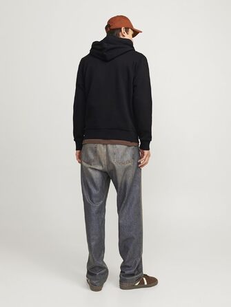 Чоловічий худі Jack & Jones Regular Fit JJEADRIAN з принтом, чорний