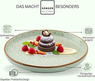 Набір десертних тарілок Sänger Rio Minze (4 шт.) з кераміки, м'ятного кольору | VALUE COLLECTION