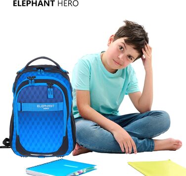 Рюкзак шкільний Elephant HERO SIGNATURE Cube (Зелено-блакитний) (Темно-синій куб 12868)