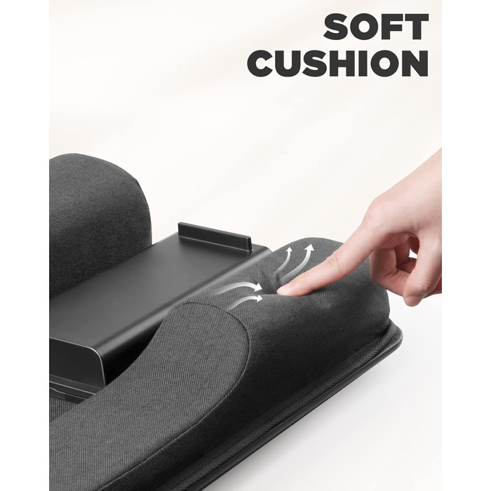 Підставка для ноутбука SAIJI з підставкою для зап'ястя та відділенням для телефону, для роботи в ліжку/на дивані, чорна