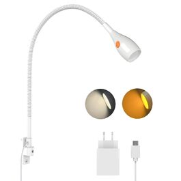 Світлодіодна настільна лампа Acegoo для читання з гнучким регульованим кронштейном (білий). Лампа для ліжка, настінна, диммована, 3000K, поворотна головка для спальні та книг.