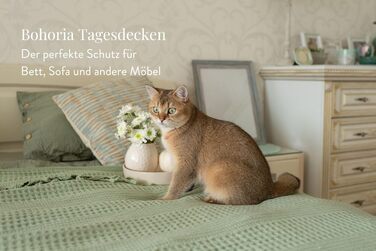 Покривало BOHORIA Premium 220x240 см, 100% бавовна, Oeko-Tex, вафельна текстура, двостороннє, смарагдове, велике для ліжка, дивана, Urban Loft