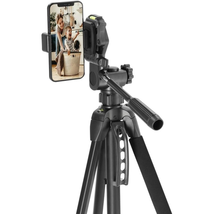 Триподальний штатив для камери та смартфона Hama Action 153 3D, регульована висота 60-153 см, 3-позиційна головка, чорний
