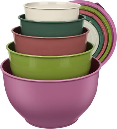 Набір салатниць з кришкою, міски для перемішування з пластику, набір вкладишів для кухні, великі салатниці, сервіровочні миски для змішування та подачі, BPA-free, фіолетовий
