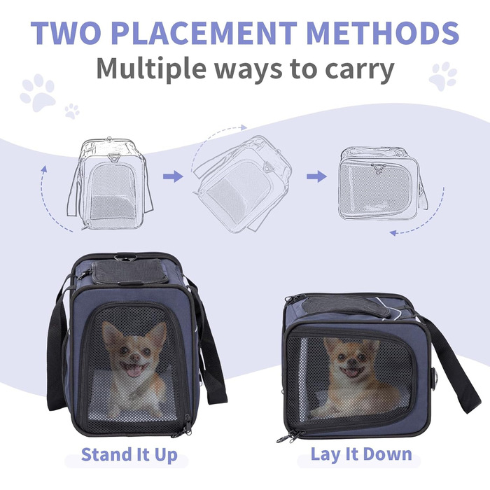 Транспортна сумка Petsfit для котів та собак | Авіапереліт, авто, поїзд | Синя, середній розмір