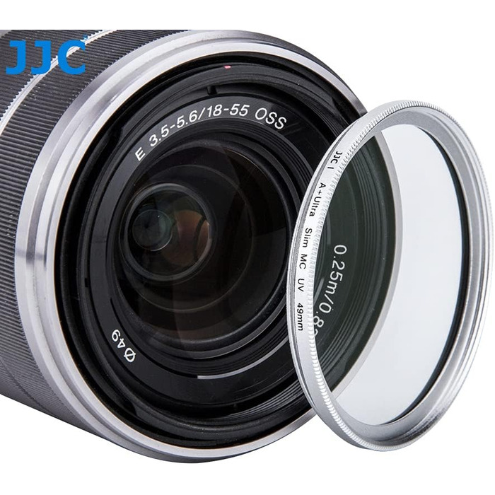 Фільтр JJC UV 49mm, ультратонкий, багатошарове покриття, захист від УФ-випромінювання, для об'єктивів Canon Sony DSLR з різьбою 49mm (Срібний)