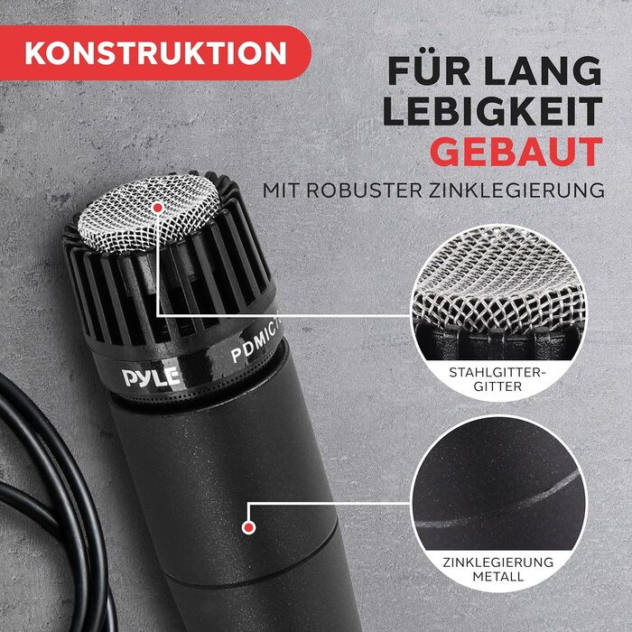 Професійний мікрофонний комплект Pyle (3 шт.) з кейсом, кабелем XLR та кріпленням - Кардіоїдний, чорний/срібний