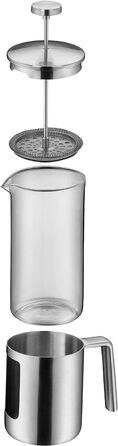 WMF Kult Coffee Press 1l, French Press, Coffee Maker for 6 Cups, Glass, Brushed Cromargan Stainless Steel, Dishwasher Safe