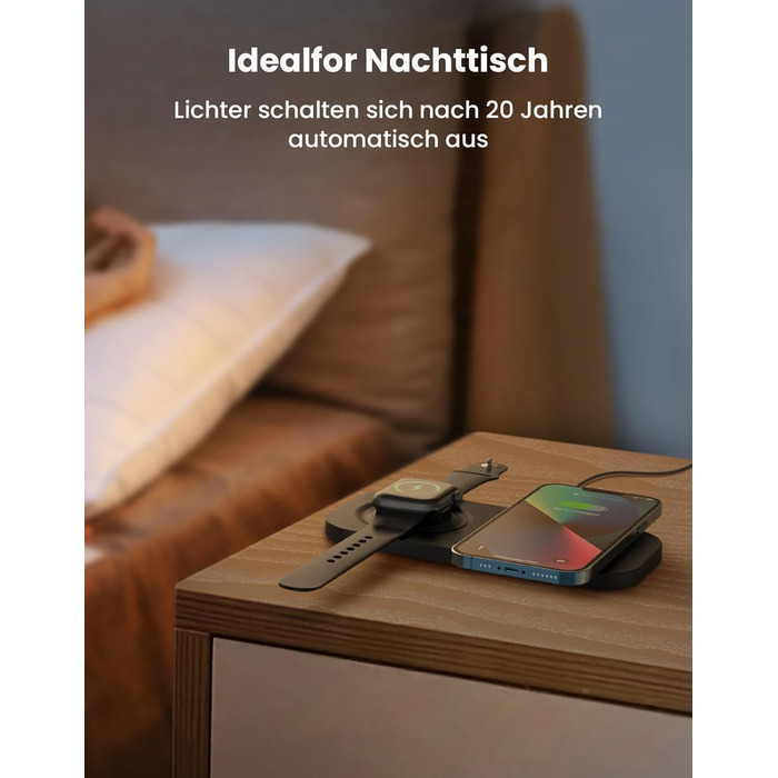 Бездротовий зарядний пристрій JoyGeek 2-в-1 для iPhone, Apple Watch та AirPods (Чорний)