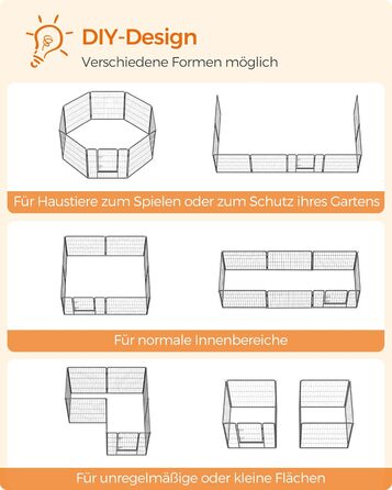 Вольєр для тварин Feandrea Freilaufgege XL (77x80 см), сірий, збірний, для великих тварин, 8 панелей
