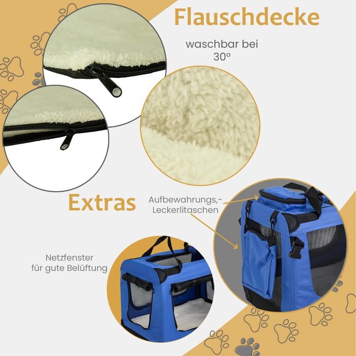 Складана переносна сумка-переноска для собак та котів Petigi (M, 60x42x45 см, блакитна)