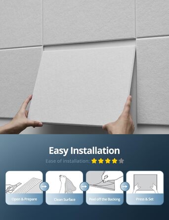 Акустичні панелі для шумоізоляції стін прямокутні, самоклеючі панелі з високою щільністю для звукопоглинання та декору, 30x40x0.9 см, 12 шт, колір верблюжий