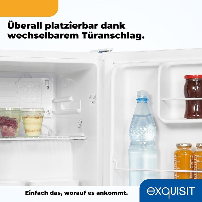 Exquisit KB505-V-040E: Міні-холодильник Exquisit 40л, білий, ширина 45 см, висота 51 см, двері відкидні, без морозильної камери
