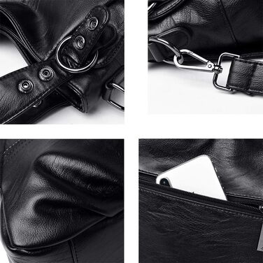 Жіноча сумка-шопер велика шкіряна чорна через плече Hobo Bag Damen - оригінал