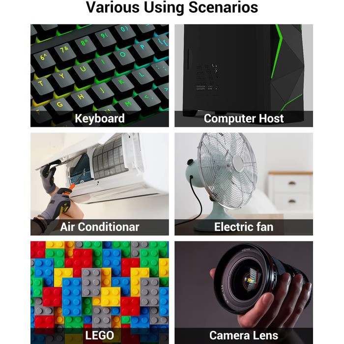 Електричний пилосос для повітря з HD-дисплеєм - Air Duster 200000 RPM з LED-підсвічуванням, міні-фен з акумулятором, спрей стисненого повітря для чищення ПК, повітряний пилосос для клавіатури, дому, вулиці, авто, W06 (чорний)