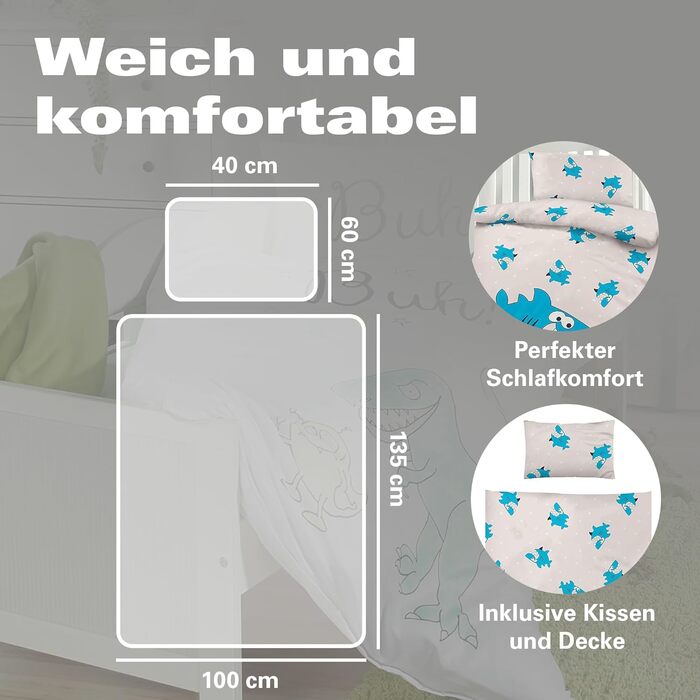 Комплект постільної білизни BaSaTex для дітей (100x135 см + 40x60 см) | 100% поліестер мікрофібра | З блискавкою | Дизайн 