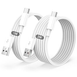 Кабель USB Type-C 1м + 2м (2 шт.) для iPhone, Galaxy, iPad - білий