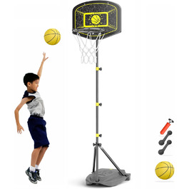 GILIKOKO Adjustable Basketball Hoop Set - Outdoor & Indoor Kids Basketball Set with Stand (110-190cm)
