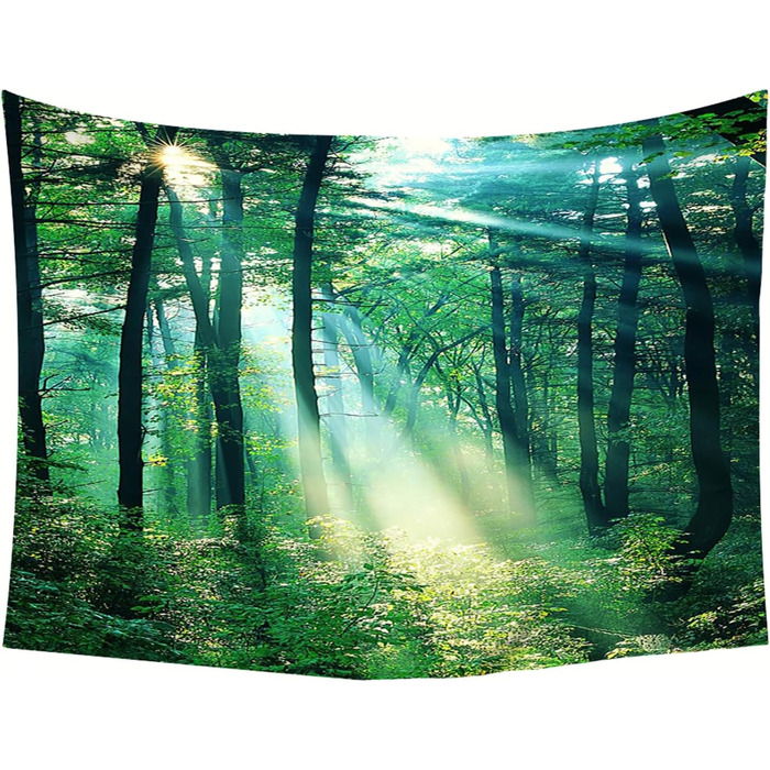 Лісовий гобелен Lieson Natur, 300x256 см, зелений настінний килим із зображенням джунглів для вітальні, спальні, декору стін