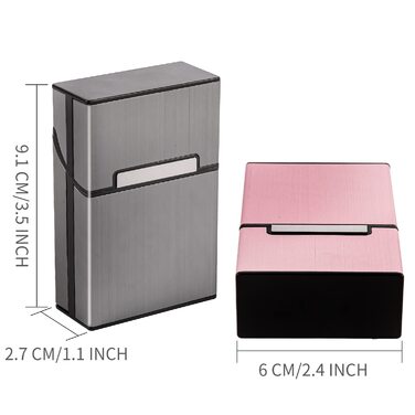 Металеве тютюноприладдя для 20 сигарет, рожеве золото, сірий, шампань, з магнітним замком