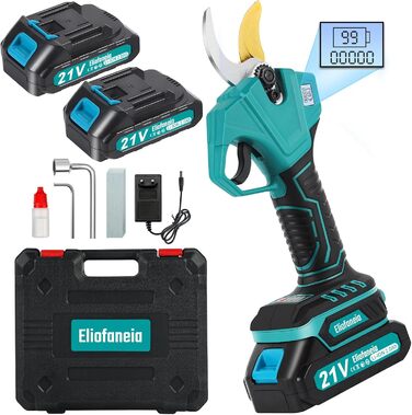 Cordless Pruning Shears, Cordless Tree Pruning Shears, Max 30MM Cutting Diameter, Professional Electric Garden Shears with Safety Switch, 2x2000mAh 21V Batteries, LCD Display, Charger, for 6-8 Hours of Operation