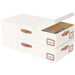 Yawinhe 2-Pack Under Bed Storage Box, Clothes Storage with Lid, Foldable Storage Bag with Carrying Handles, for Bedspreads, Blankets, Clothes, 60x30x15cm, (80x40x15cm/2-Pack, Beige)