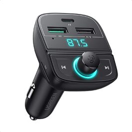 UGREEN Bluetooth FM-трансмітер для авто, 20W USB-C зарядний пристрій PD та QC, гучний зв'язок, бездротовий музичний плеєр 5.0, підтримка USB-флешки та TF-карти